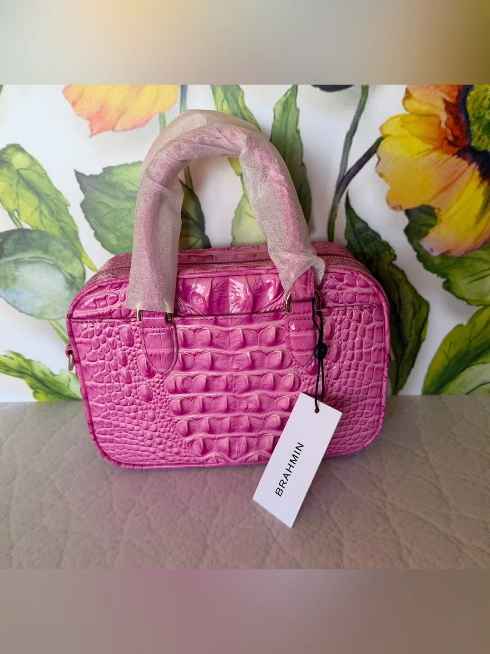 Brahmin Mara Candy Pink Satchel Pretty Eye Placement NWT